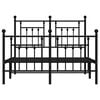 vidaXL Metal Bed Frame without Mattress with Footboard Black 135x190cm