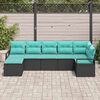 vidaXL Sofa Set with Cushion 7 pcs Black and Turquoise Poly Rattan