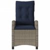 vidaXL Reclining Garden Chair with Cushions Grey Poly Rattan