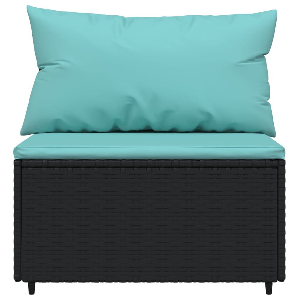 vidaXL 3 Piece Garden Lounge Set with Cushions Black Poly Rattan