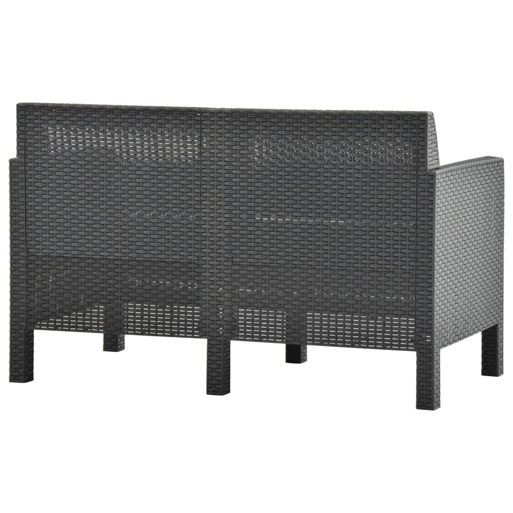 vidaXL 2 Piece Garden Lounge Set with Cushions PP Rattan Anthracite