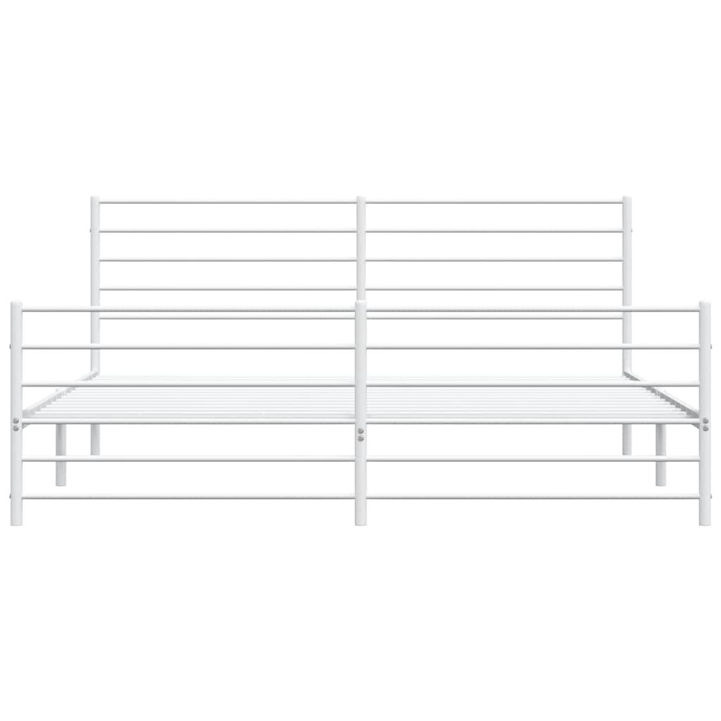 vidaXL Metal Bed Frame without Mattress with Footboard White 193x203cm