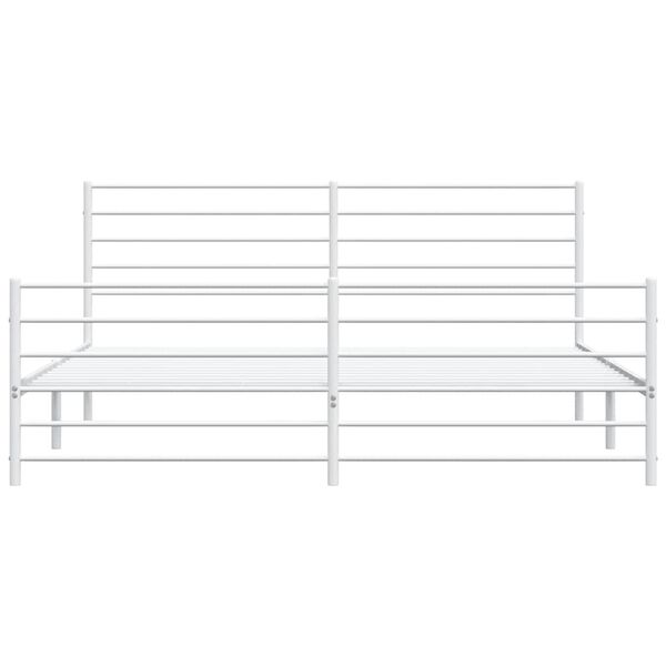 vidaXL Metal Bed Frame without Mattress with Footboard White 193x203cm