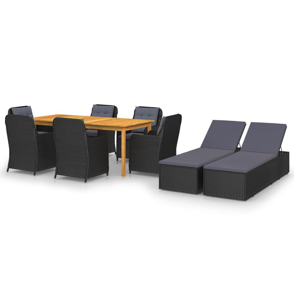 vidaXL 9 Piece Garden Dining Set Black