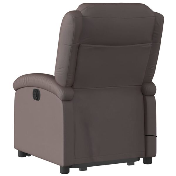 vidaXL Stand up Massage Recliner Chair Dark Brown Real Leather