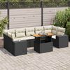 vidaXL 8 Piece Garden Sofa Set with Cushions Black Poly Rattan