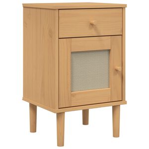 vidaXL Bedside Cabinet SENJA Rattan Look Brown 40x35x65 cm Solid Wood Pine