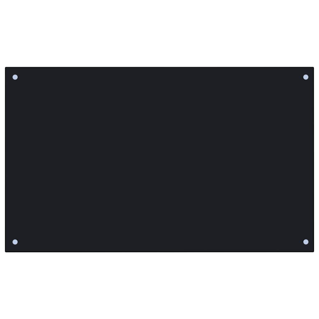 vidaXL Kitchen Backsplash Black 100 x 60 cm Tempered Glass