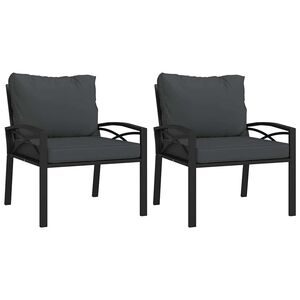 vidaXL Garden Chairs with Grey Cushions 2 pcs 68x76x79 cm Steel