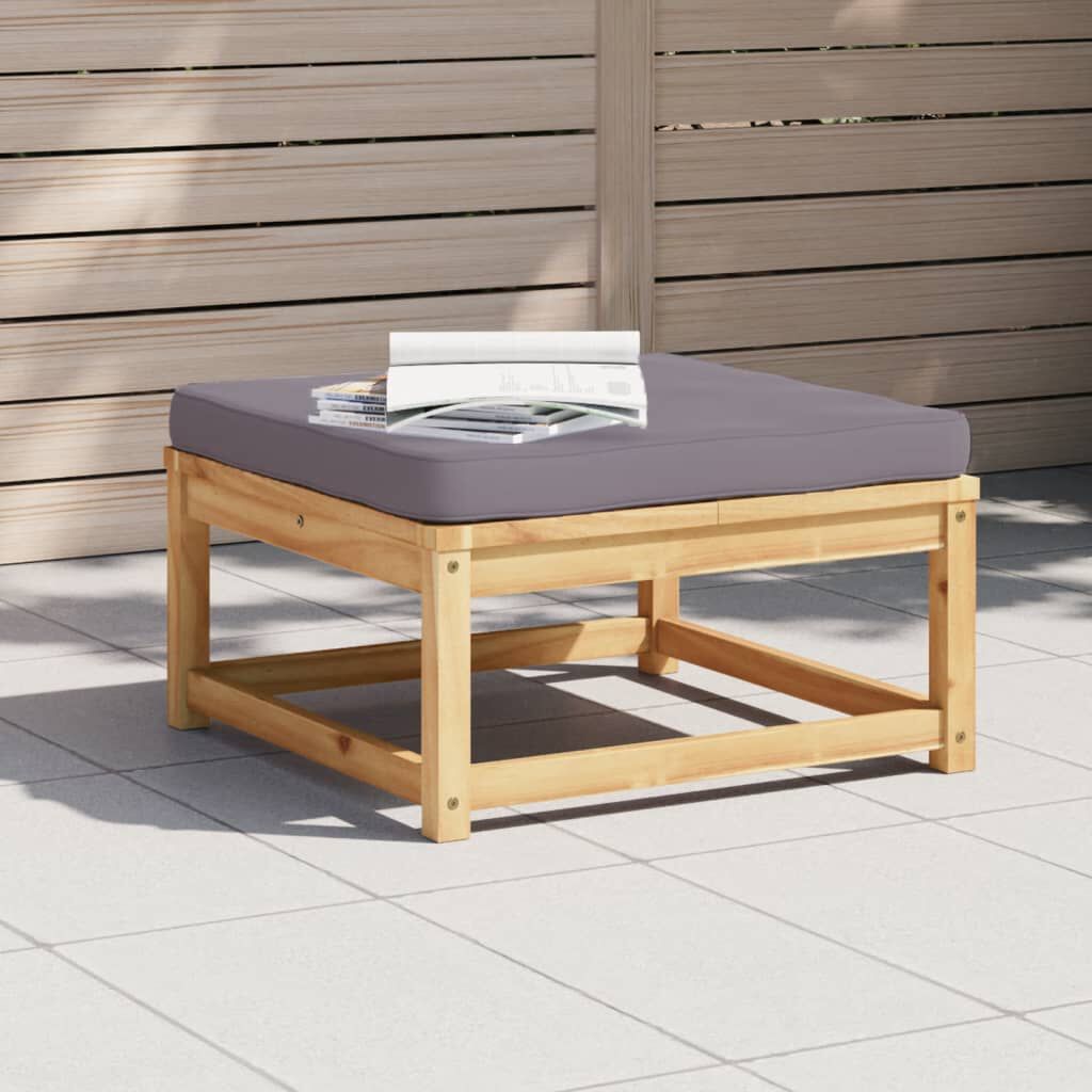 vidaXL Garden Footstool with Cushions Solid Wood Acacia