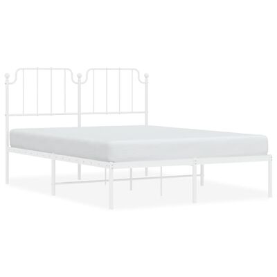 vidaXL Metal Bed Frame without Mattress with Headboard White 150x200 cm King Size