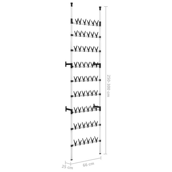 vidaXL Telescopic Shoe Rack with Rods Aluminium