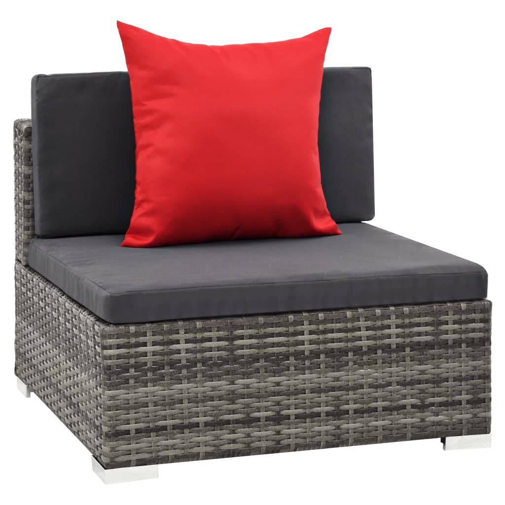 vidaXL 7 Piece Garden Lounge Set with Cushions Poly Rattan grey