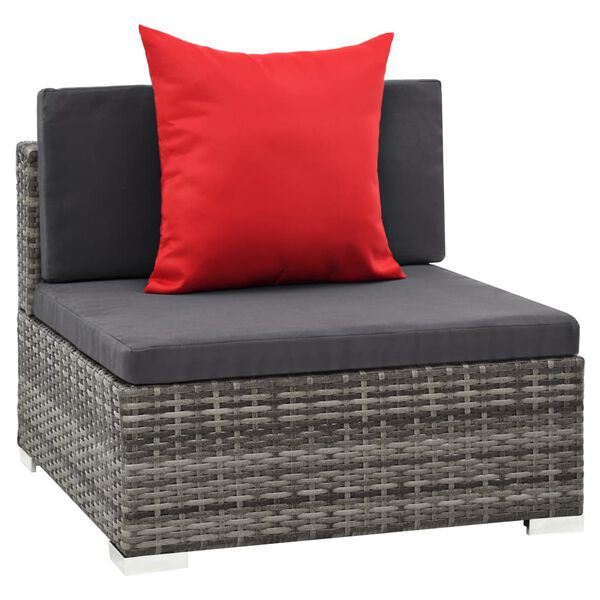 vidaXL 7 Piece Garden Lounge Set with Cushions Poly Rattan grey