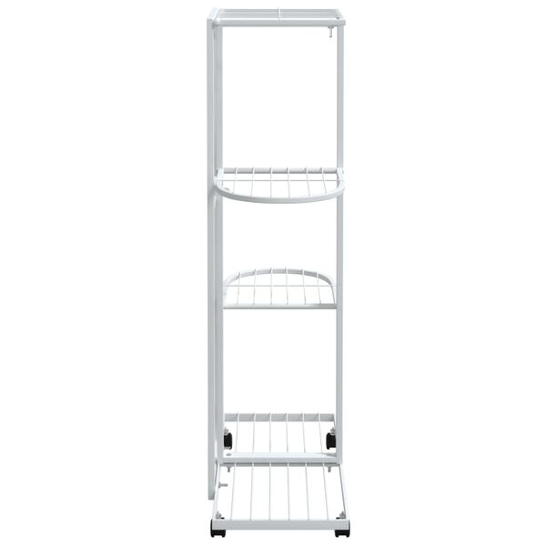 vidaXL 4-Floor Flower Stand with Wheels 44x23x80 cm White Iron