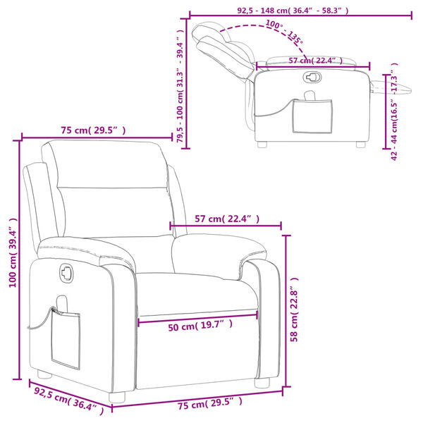 vidaXL Massage Recliner Chair Dark Green Fabric