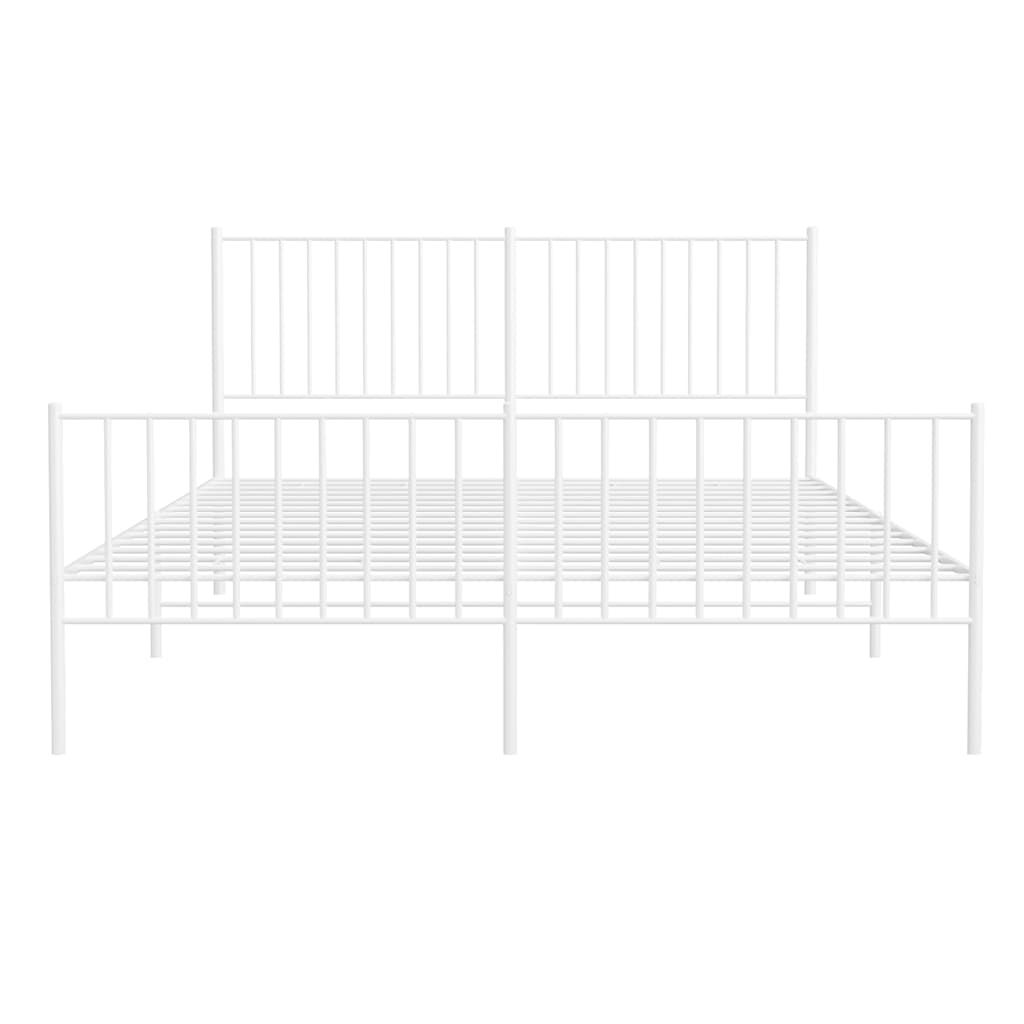 vidaXL Metal Bed Frame without Mattress with Footboard White 150x200cm