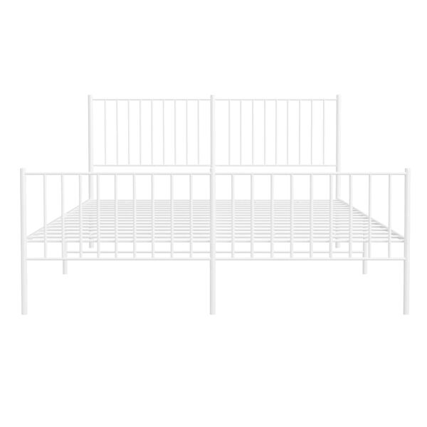 vidaXL Metal Bed Frame without Mattress with Footboard White 150x200cm