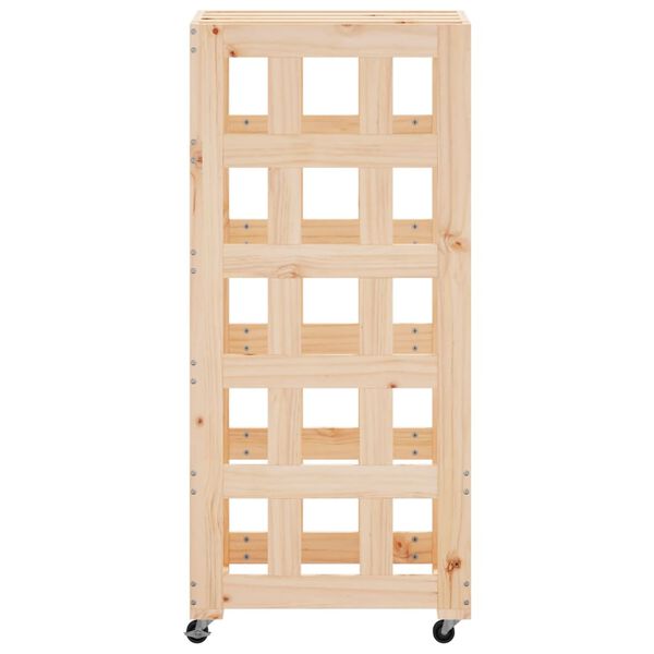 vidaXL Log Holder with Wheels 40x49x110 cm Solid Wood Pine