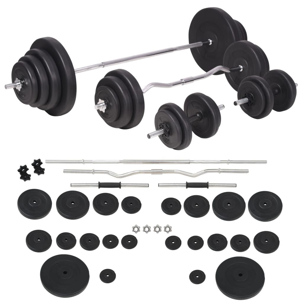 vidaXL Workout Bench with Weight Rack, Barbell and Dumbbell Set 120 kg