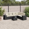 vidaXL 7 Piece Garden Sofa Set with Cushions Black Poly Rattan