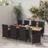 vidaXL 9 Piece Outdoor Dining Set with Cushions Poly Rattan Black