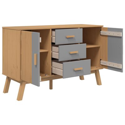 vidaXL Sideboard OLDEN Grey and Brown 114x43x73.5cm Solid Wood Pine