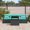vidaXL Garden Sofa Set with Cushion 5 pcs Black Poly Rattan