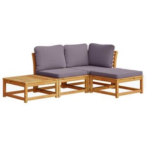 vidaXL 4 Piece Garden Lounge Set with Cushions Solid Wood Acacia