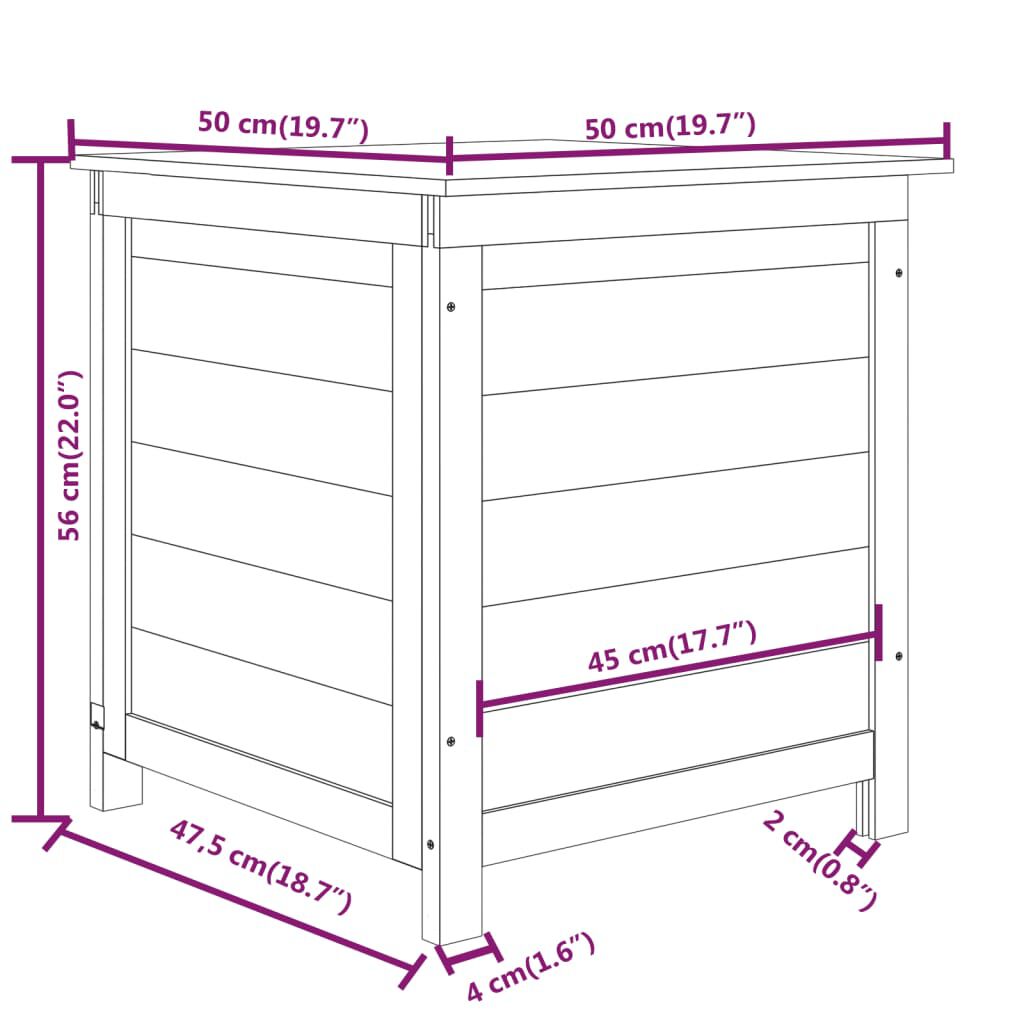 vidaXL Outdoor Cushion Box Anthracite 50x50x56 cm Solid Wood Fir