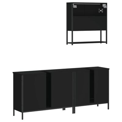 vidaXL 3 Piece Bathroom Furniture Set Black Engineered Wood