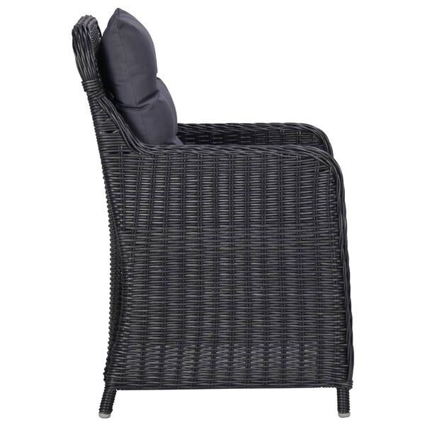 vidaXL 7 Piece Garden Dining Set Poly Rattan Black