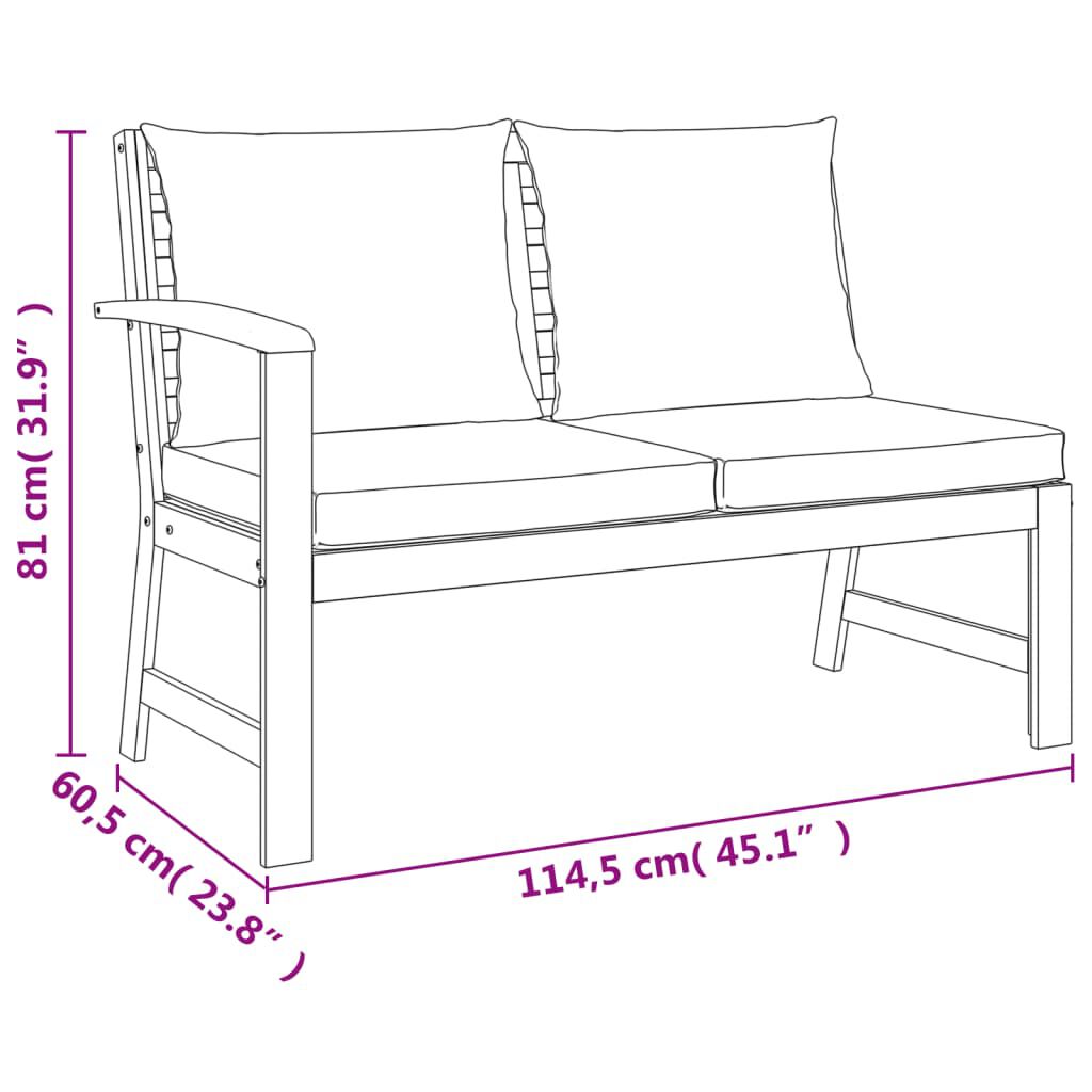 vidaXL 4 Piece Garden Dining Set with Cushions Solid Wood Acacia