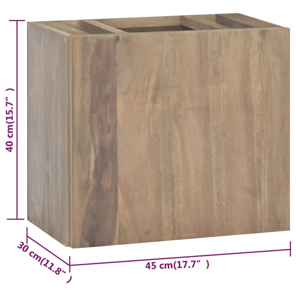 vidaXL Wall-mounted Bathroom Cabinet 45x30x40 cm Solid Wood Teak