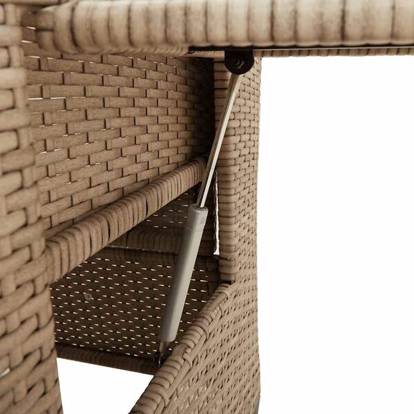 vidaXL Reclining Garden Chair with Side Table Beige Poly Rattan