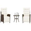vidaXL 3 Piece Bistro Set with Cushions Brown Poly Rattan