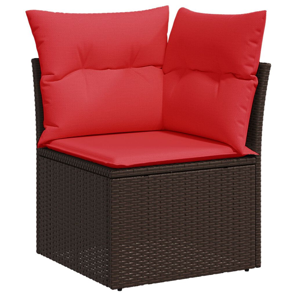 vidaXL Garden Sofa Corner with Cushions Brown Poly Rattan