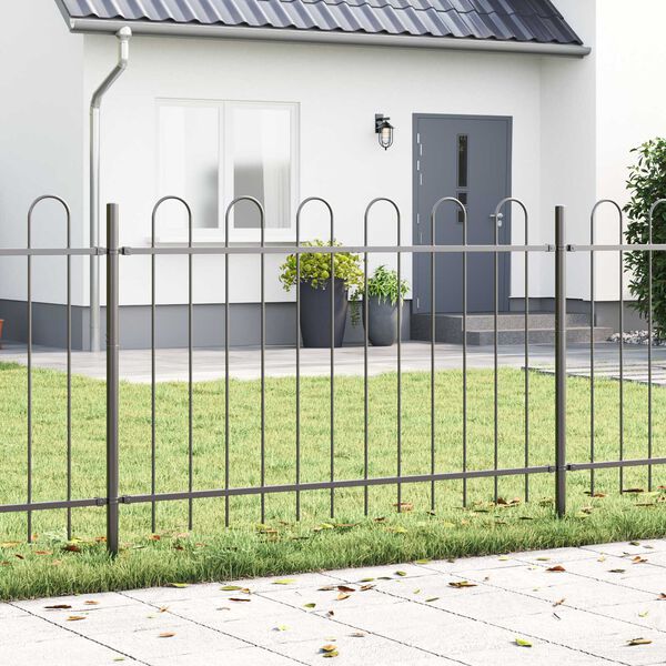 vidaXL Garden Fence Grey 1.7 x 0.8 m Powder-coated Steel