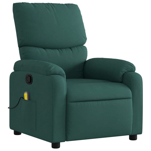 vidaXL Massage Recliner Chair Dark Green Fabric