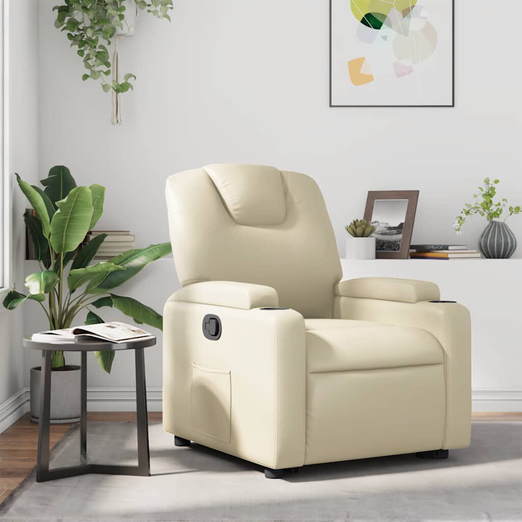 vidaXL Recliner Chair Cream Faux Leather