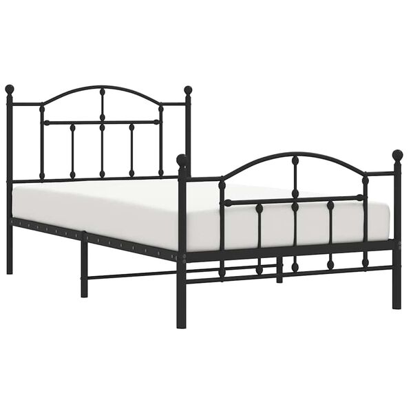 vidaXL Metal Bed Frame without Mattress with Footboard Black 100x190cm