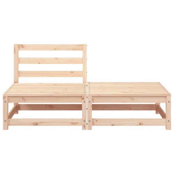 vidaXL Garden Sofa Armless with Footstool Solid Wood Pine