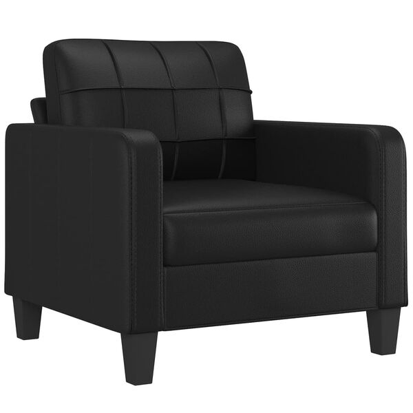 vidaXL 3 Piece Sofa Set with Cushions Black Faux Leather
