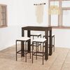 vidaXL 5 Piece Garden Bar Set with Cushions Poly Rattan Brown