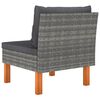 vidaXL Middle Sofas 3 pcs Poly Rattan and Solid Eucalyptus Wood