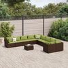 vidaXL 10 Piece Garden Sofa Set with Cushions Brown Poly Rattan