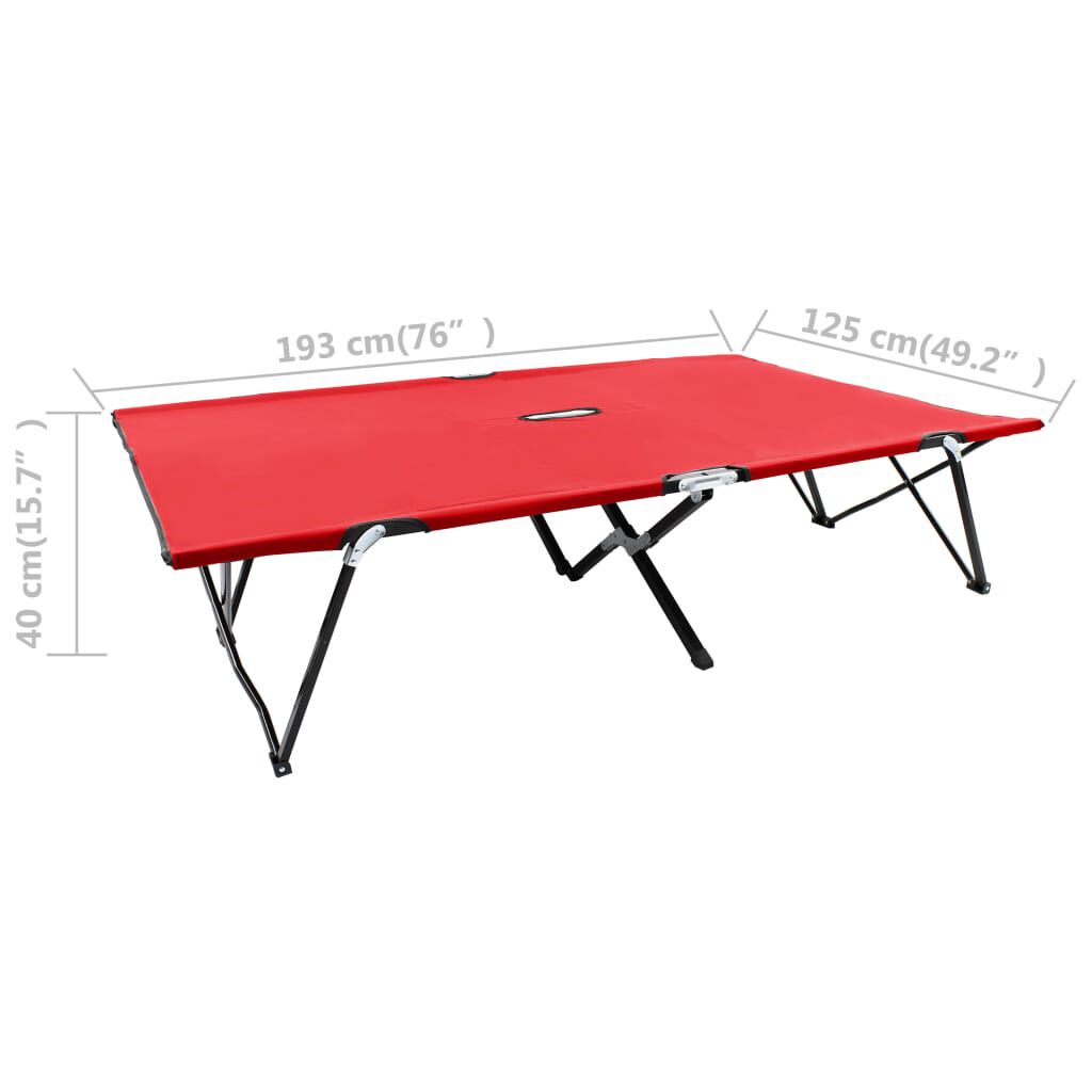 vidaXL Two Person Folding Sun Lounger Red Steel