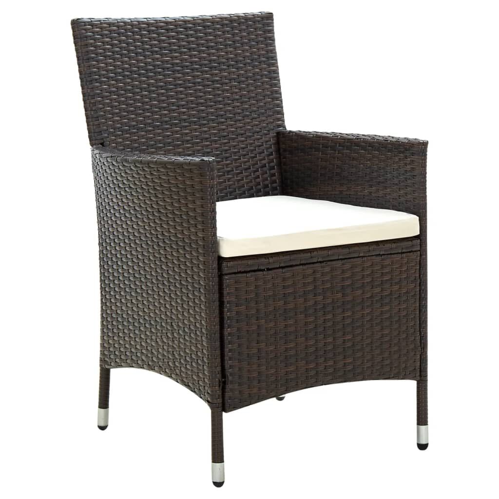 vidaXL Garden Chairs with Cushions 2 pcs Poly Rattan Brown