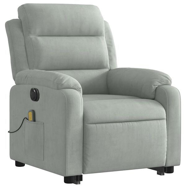 vidaXL Electric Stand up Massage Recliner Chair Light Grey Velvet