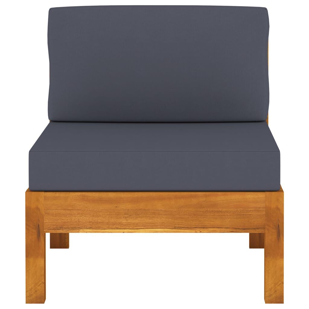 vidaXL 3-Seater Garden Sofa with Dark Grey Cushions Acacia Wood